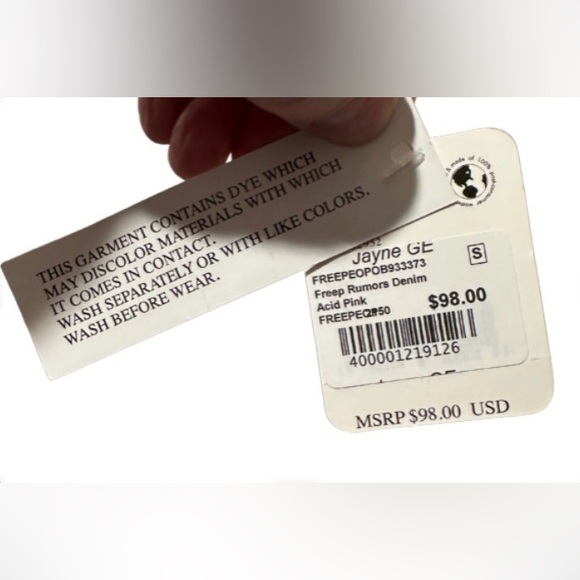 Free People Rumors Acid Wash Denim, Jean Jacket, Pink, NWT, Size Small - Picture 6 of 7